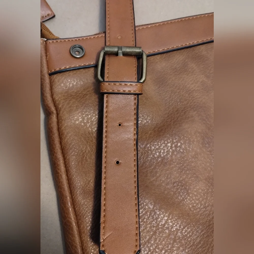 Simply Noelle Brown Faux Leather Laptop Bag